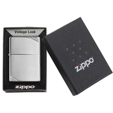 Zippo High Polish Chrome Vintage with Slashes