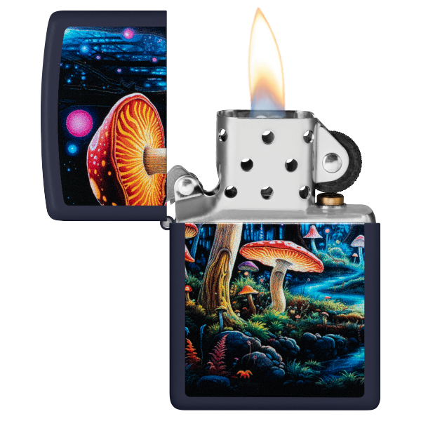 Zippo Black Light Mushroom Design 46947