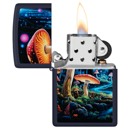 Zippo Black Light Mushroom Design 46947