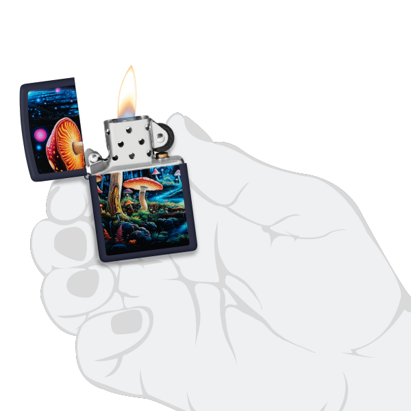 Zippo Black Light Mushroom Design 46947