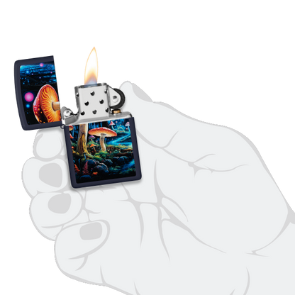 Zippo Black Light Mushroom Design 46947