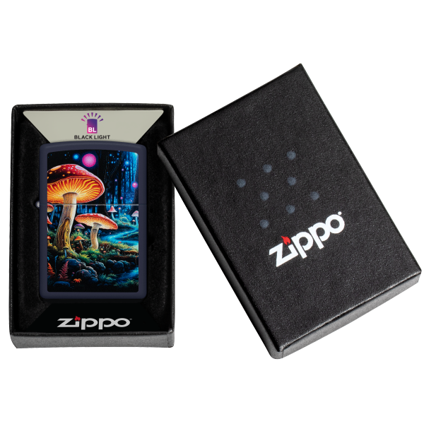 Zippo Black Light Mushroom Design 46947