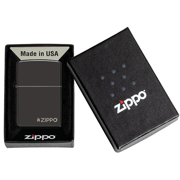 Zippo Classic High Polish Black Zippo Logo 24756ZL