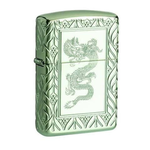 Zippo Armor® High Polish Green Elegant Dragon