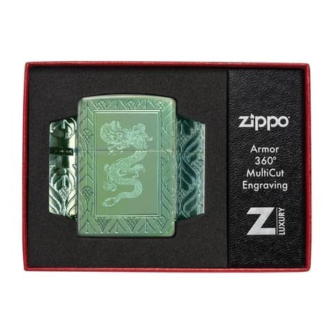 Zippo Armor® High Polish Green Elegant Dragon