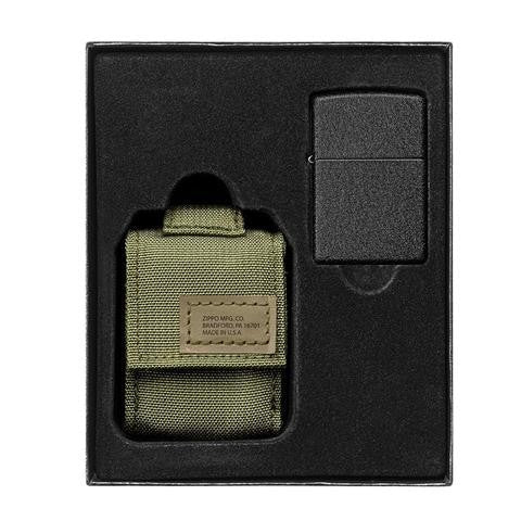 Zippo Tactical Pouch and Black Crackle Windproof Lighter GiftSet 49400
