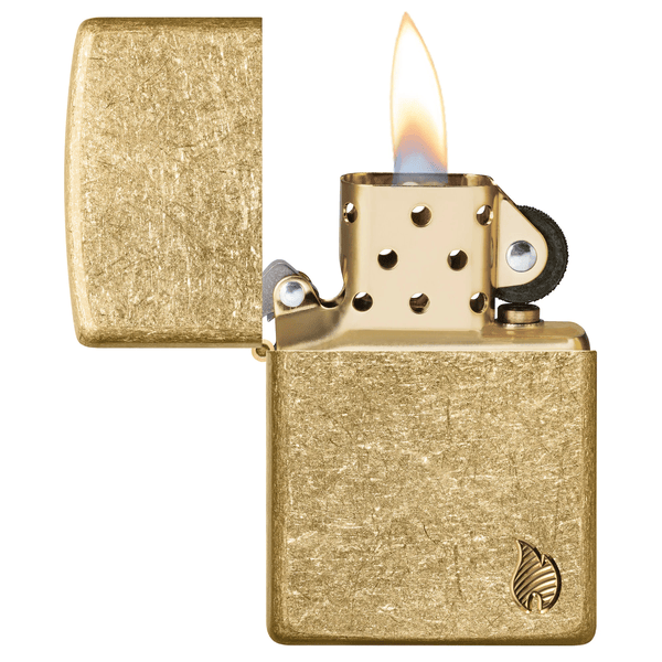 Zippo Armor Tumbled Brass Flame Design 46398