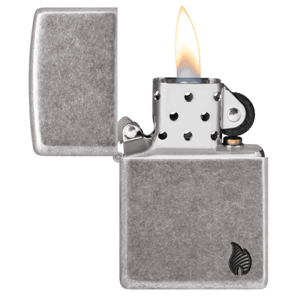 Zippo Armor Antique Silver Flame Design 46399