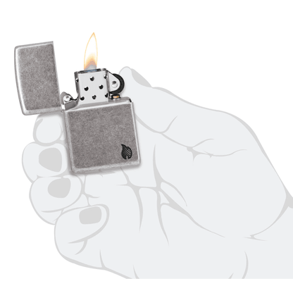 Zippo Armor Antique Silver Flame Design 46399