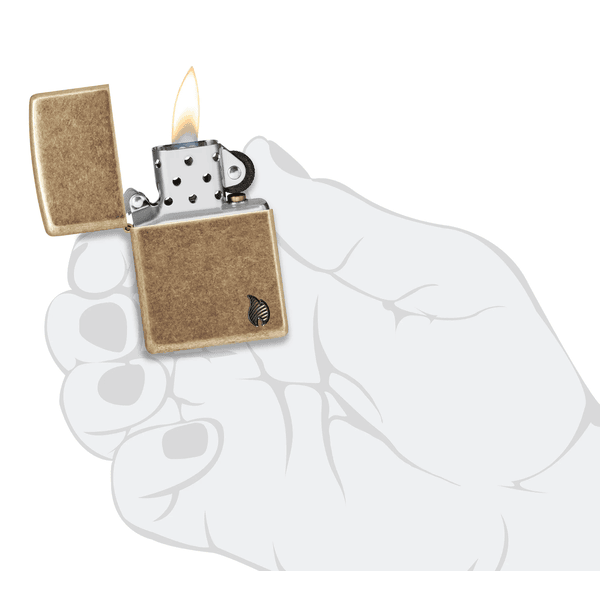 Zippo Armor Antique Brass Flame Design 46400