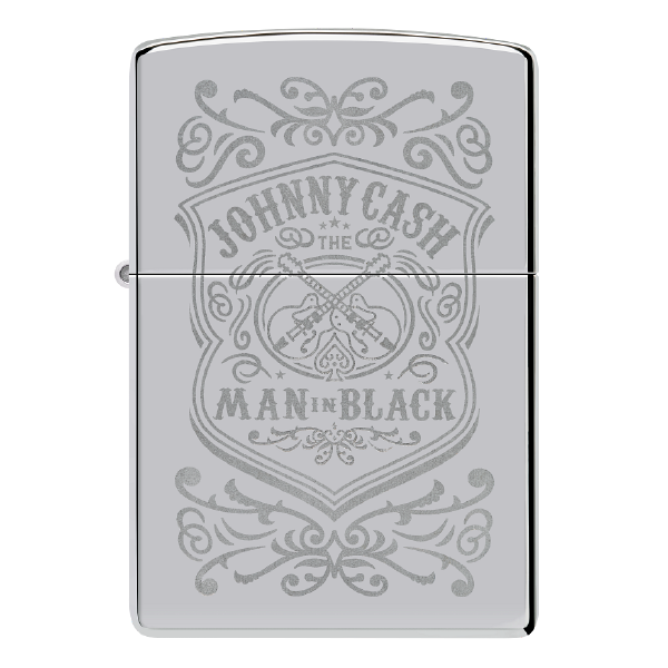 Zippo Johnny Cash Man in Black Crest Design 48991