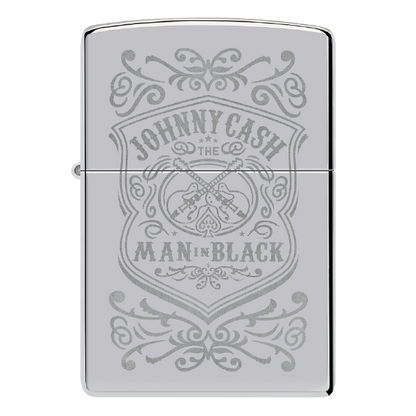 Zippo Johnny Cash Man in Black Crest Design 48991