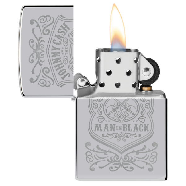Zippo Johnny Cash Man in Black Crest Design 48991
