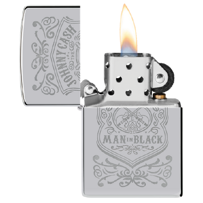 Zippo Johnny Cash Man in Black Crest Design 48991