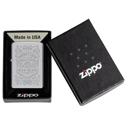 Zippo Johnny Cash Man in Black Crest Design 48991