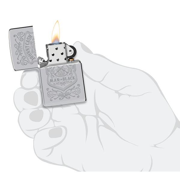 Zippo Johnny Cash Man in Black Crest Design 48991