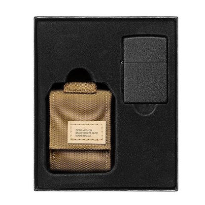 Zippo Tactical Pouch and Black Crackle Windproof Lighter GiftSet 49401