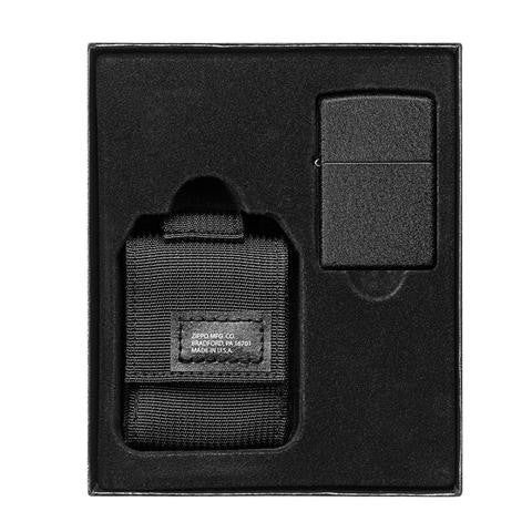 Zippo Tactical Pouch and Black Crackle Windproof Lighter GiftSet 49402