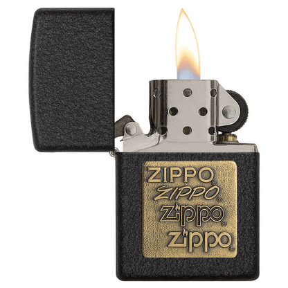 Black Crackle Gold Zippo Logo