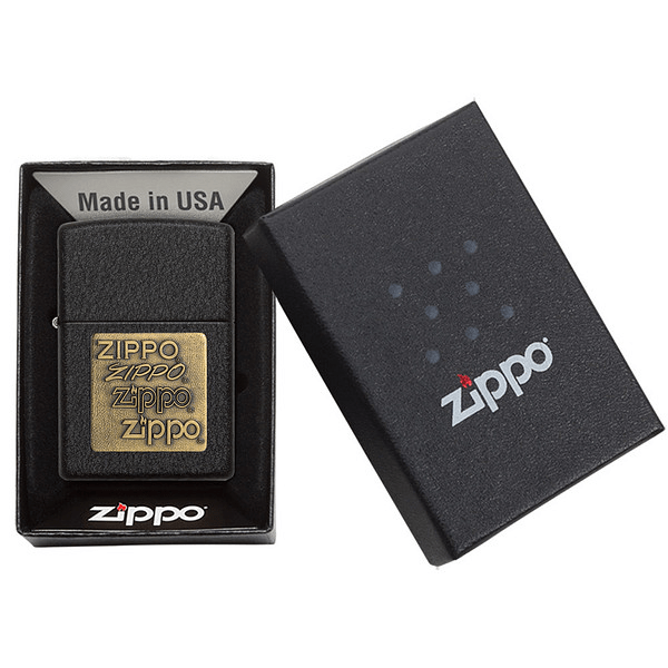 Black Crackle Gold Zippo Logo