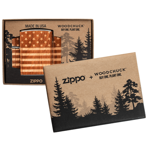 Zippo WOODCHUCK USA American Flag Wrap 49332