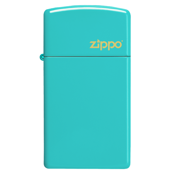 Slim Flat Turquoise Zippo Logo 49529ZL