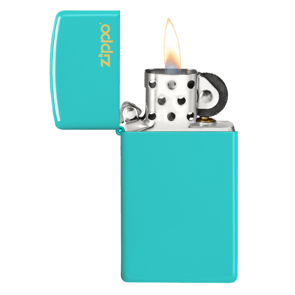 Slim Flat Turquoise Zippo Logo 49529ZL