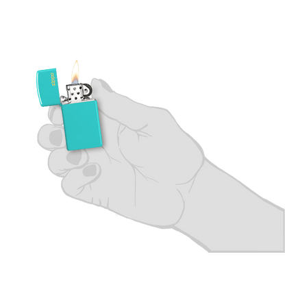 Slim Flat Turquoise Zippo Logo 49529ZL